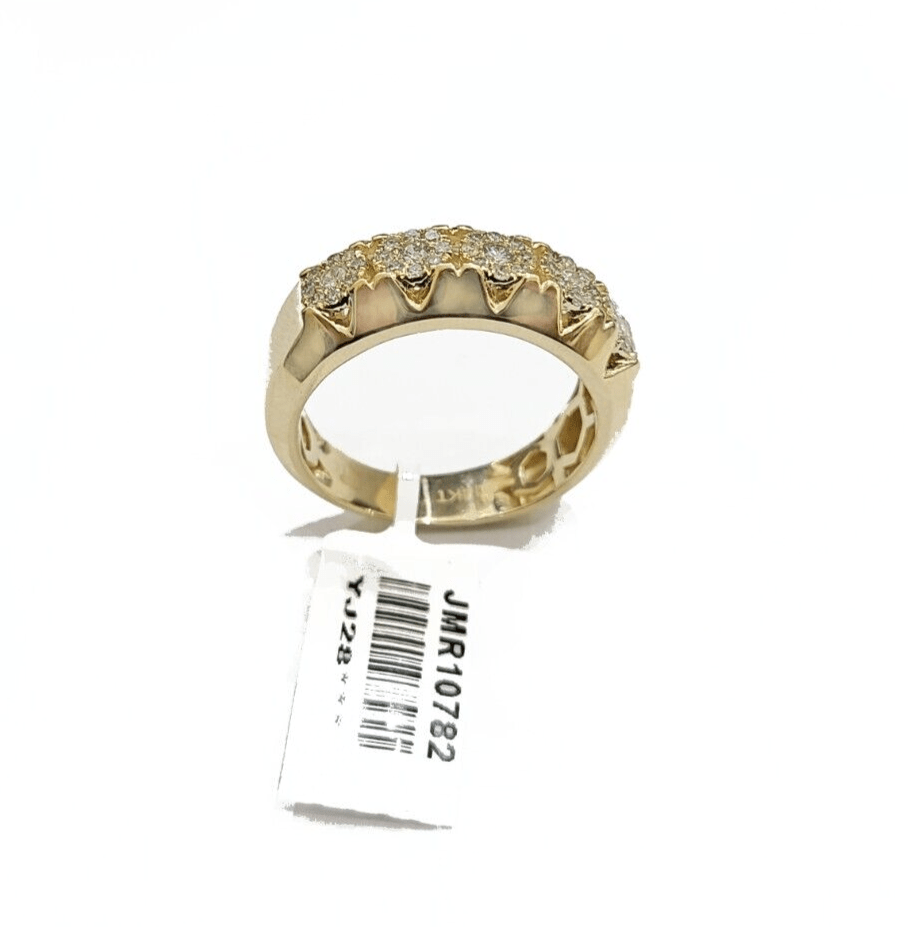 Real Diamond Mens Ring 14k Real Gold Band 14kt Yellow Gold 10" Genuine Diamonds - GoldenlinQ